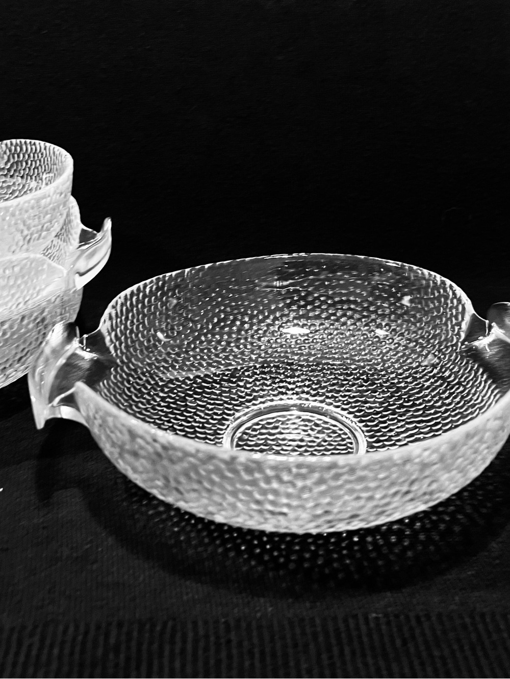 Vintage Swedish Glass Serving Handled Bowls Set of 4